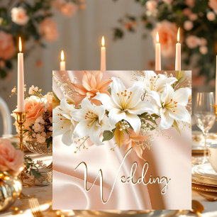 Invitación Boda Elite floral Lirios Seda Blanca Melocotón