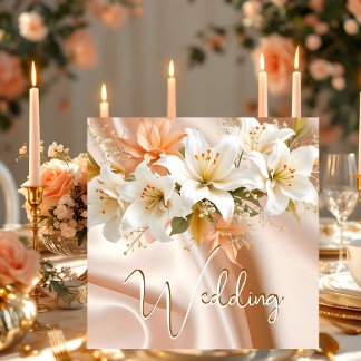 Invitación Boda Elite floral Lirios Seda Blanca Melocotón