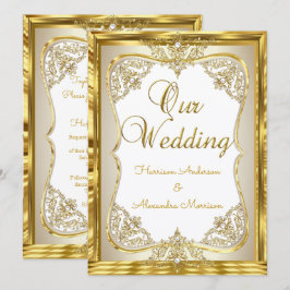 Invitación Boda Elite Oro Blanco beige Crema Perla