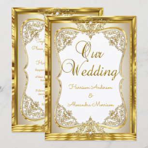 Invitación Boda Elite Oro Blanco beige Crema Perla