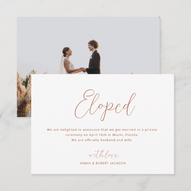 invitación boda elopada, delgada sript (Anverso / Reverso)