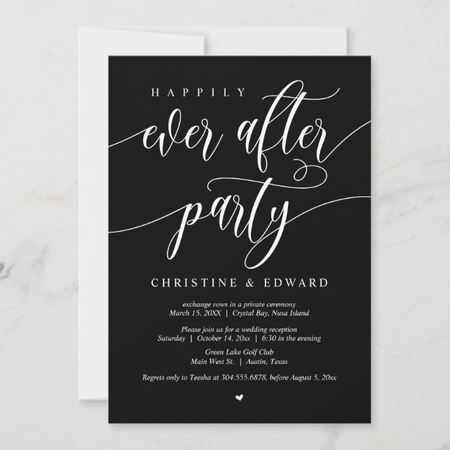 Invitación Boda Elopement, Afortunadamente Después De Fiesta (Anverso)
