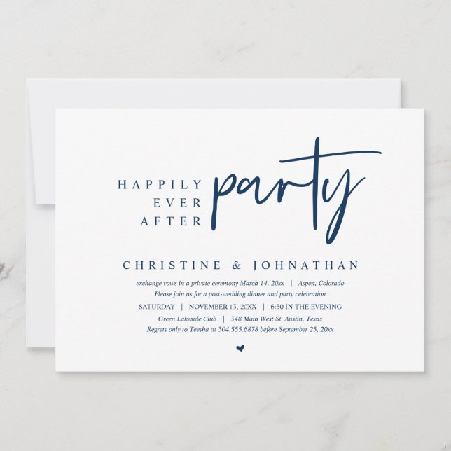 Invitación Boda Elopement, Afortunadamente Después De Fiesta (Anverso)