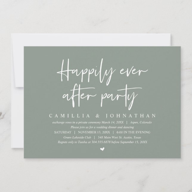 Invitación Boda Elopement, Afortunadamente Después De Fiesta  (Anverso)