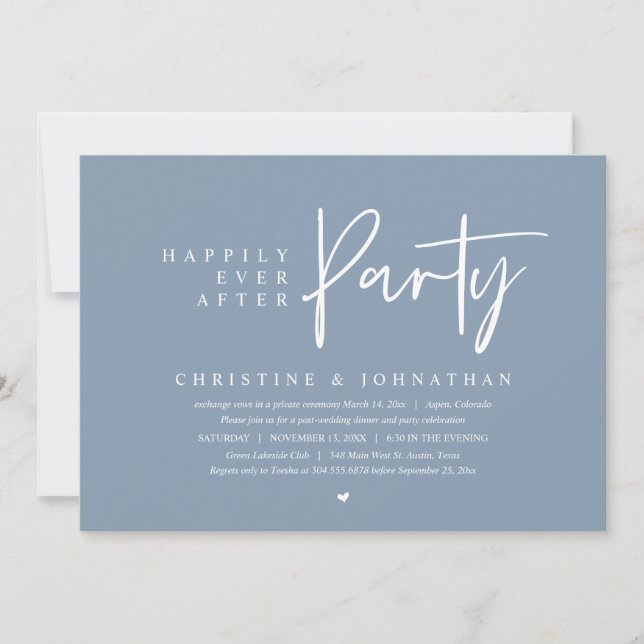 Invitación Boda Elopement, Afortunadamente Después De Fiesta (Anverso)
