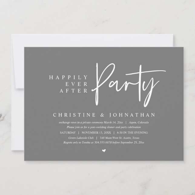 Invitación Boda Elopement, Afortunadamente Después De Fiesta (Anverso)
