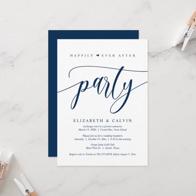 Invitación Boda Elopement, Afortunadamente Después De Fiesta (Anverso/Reverso In Situ)