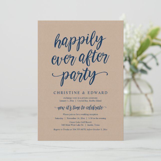 Invitación Boda Elopement, Afortunadamente Después De Fiesta  (Anverso de pie)