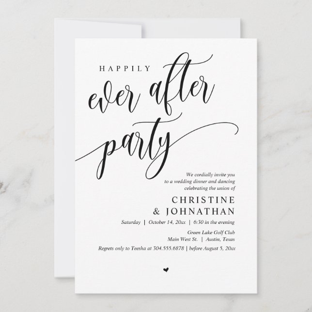 Invitación Boda Elopement, Afortunadamente Después De Fiesta (Anverso)