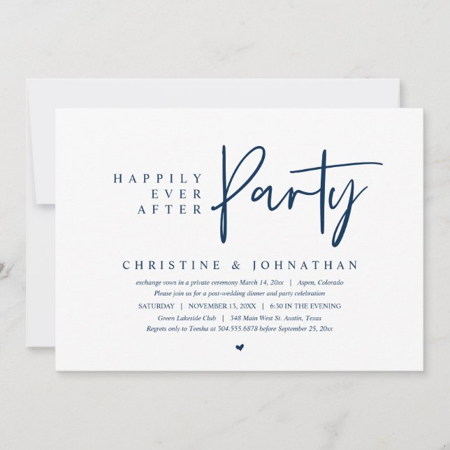 Invitación Boda Elopement, Afortunadamente Después De Fiesta (Anverso)