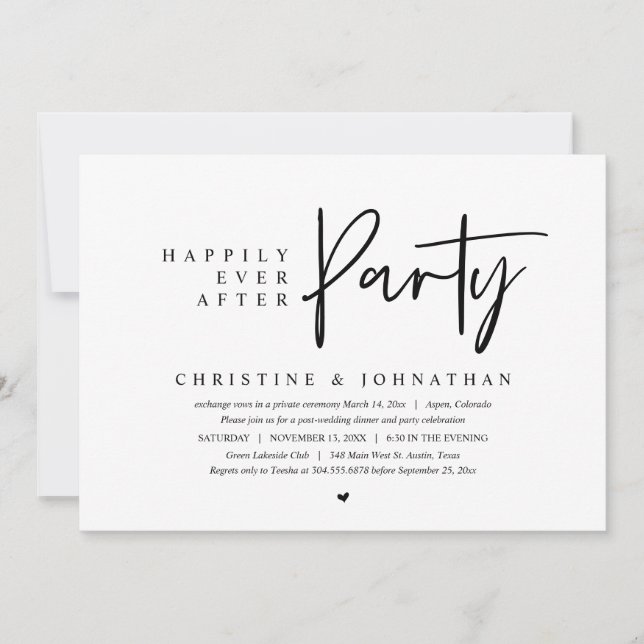 Invitación Boda Elopement, Afortunadamente Después De Fiesta (Anverso)