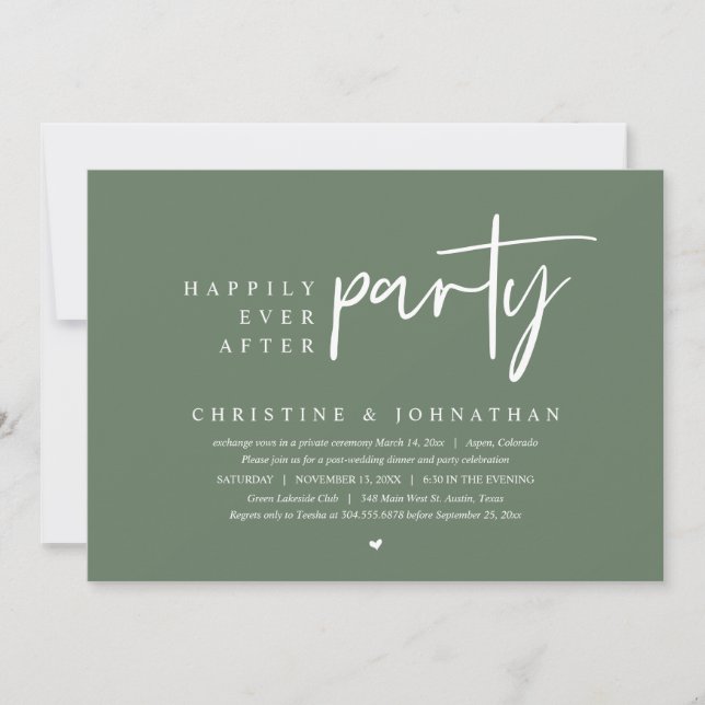 Invitación Boda Elopement, Afortunadamente Después De Fiesta (Anverso)