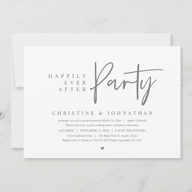 Invitación Boda Elopement, Afortunadamente Después De Fiesta (Anverso)