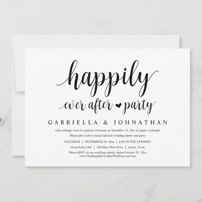 Invitación Boda Elopement, Afortunadamente Después De Fiesta (Anverso)