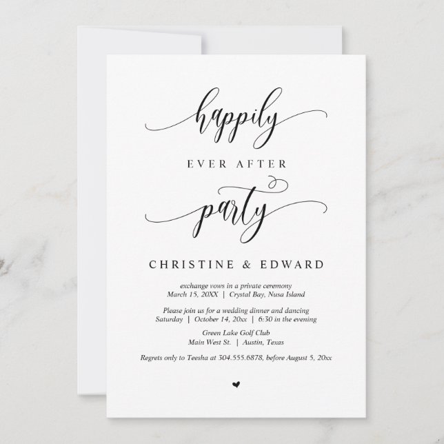 Invitación Boda Elopement, Afortunadamente Después De Fiesta (Anverso)