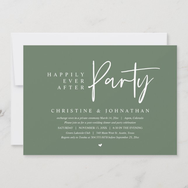 Invitación Boda Elopement, Afortunadamente Después De Fiesta (Anverso)