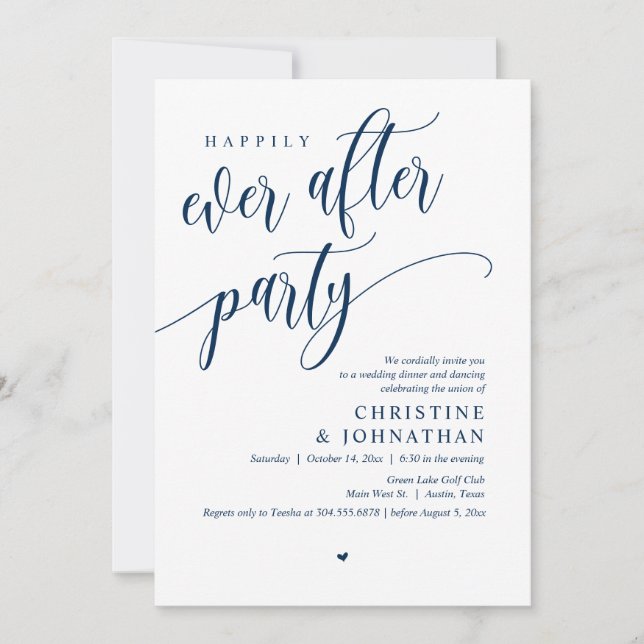 Invitación Boda Elopement, Afortunadamente Después De Fiesta (Anverso)
