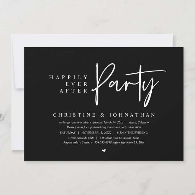 Invitación Boda Elopement, Afortunadamente Después De Fiesta (Anverso)
