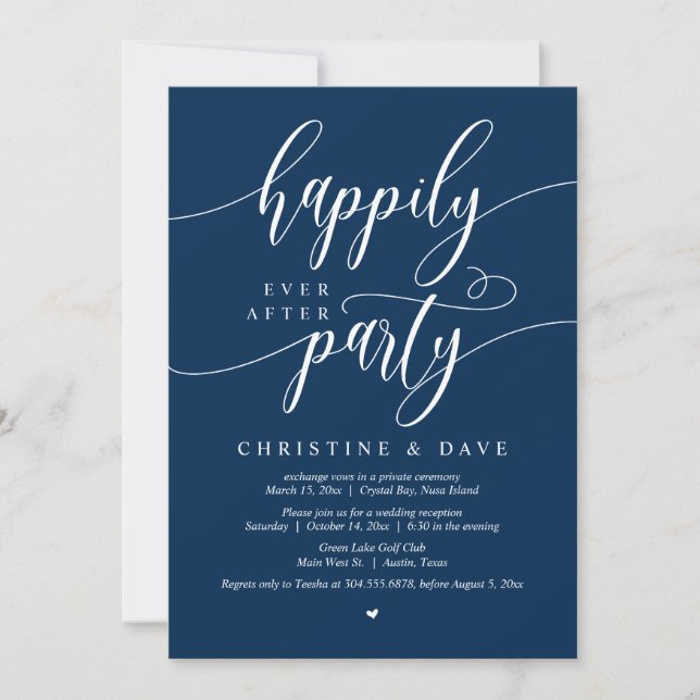 Invitación Boda Elopement, Afortunadamente Después De Fiesta (Anverso)