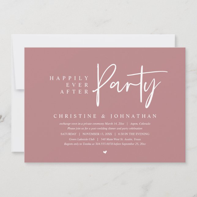 Invitación Boda Elopement, Afortunadamente Después De Fiesta (Anverso)