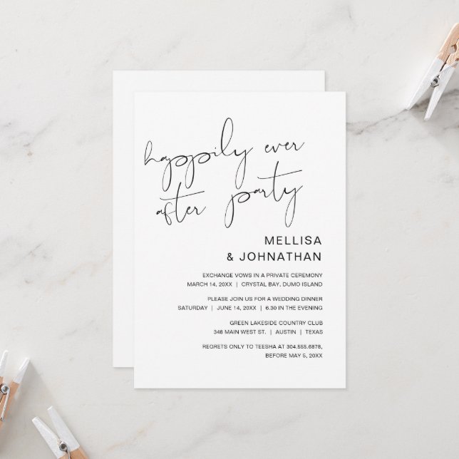 Invitación Boda Elopement, Afortunadamente Después De Fiesta (Anverso/Reverso In Situ)