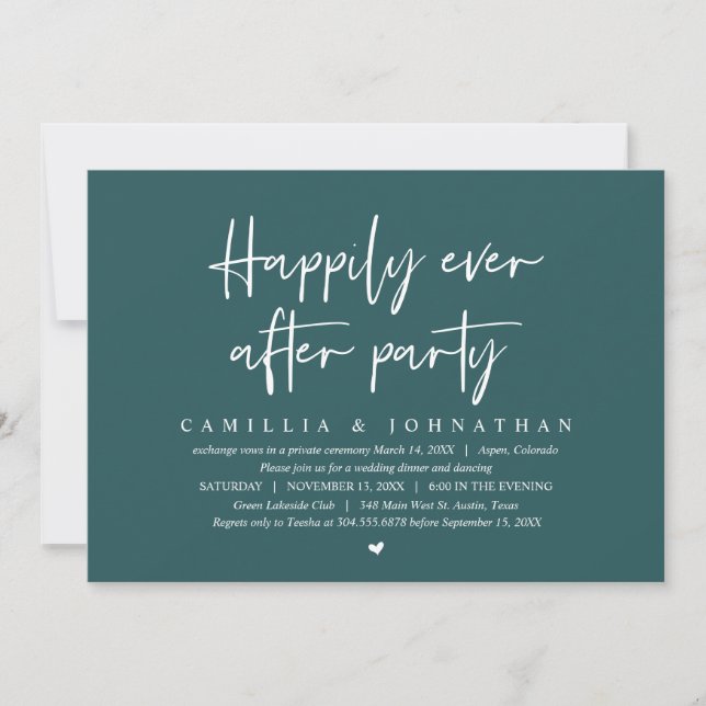 Invitación Boda Elopement, Afortunadamente Después De Fiesta  (Anverso)