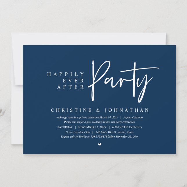 Invitación Boda Elopement, Afortunadamente Después De Fiesta (Anverso)