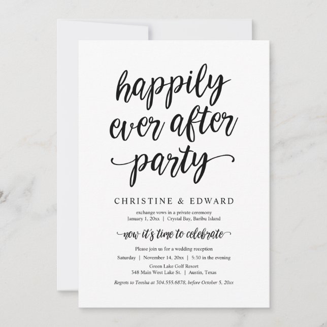Invitación Boda Elopement, Afortunadamente Después De Fiesta (Anverso)