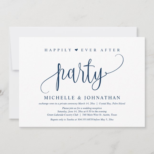 Invitación Boda Elopement, Afortunadamente Después De Fiesta  (Anverso)