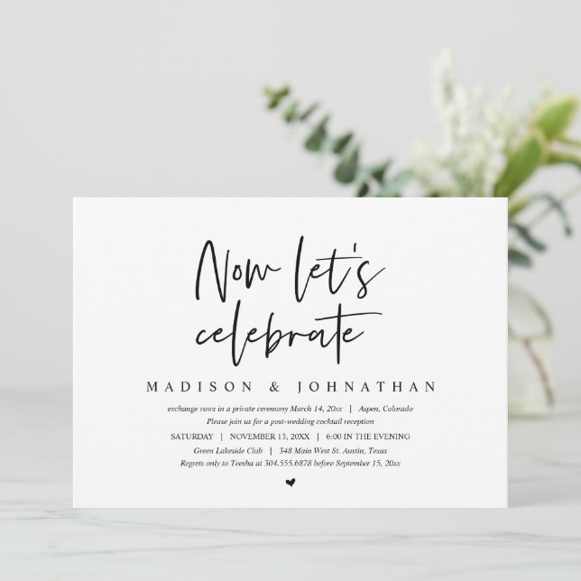 Invitación Boda Elopement, ahora celebremos (Anverso de pie)