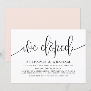 Invitación Boda Elopement De Caligrafía Negra Pretty