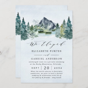Invitación Boda Elopement de Mountain Evergreen Rustic Trees