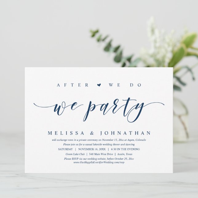 Invitación Boda Elopement, Después De Que Lo Hagamos, Invitam (Anverso de pie)