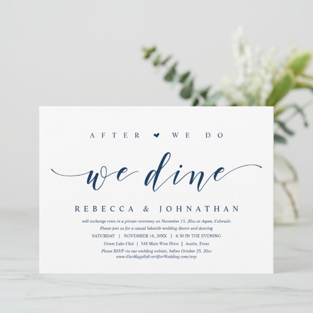 Invitación Boda Elopement, Después De Que Lo Hagamos, Vecinam (Anverso de pie)