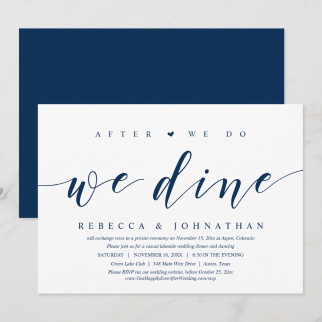 Invitación Boda Elopement, Después De Que Lo Hagamos, Vecinam (Anverso / Reverso)