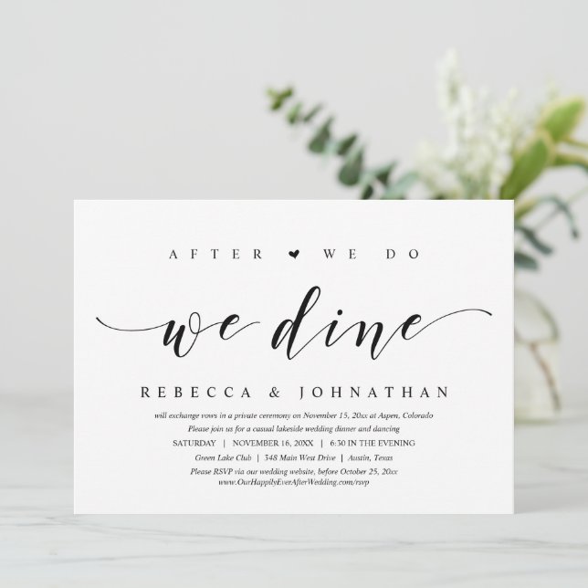 Invitación Boda Elopement, Después De Que Lo Hagamos, Vecinam (Anverso de pie)