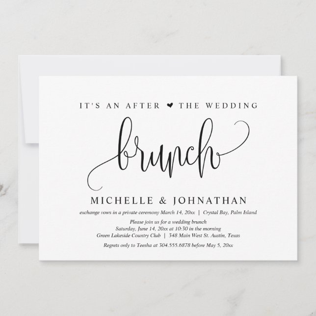 Invitación Boda Elopement, Después Del Boda Brunch (Anverso)