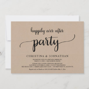Invitación Boda Elopement, Feliz De Haber Sido Fiesta, Kraft