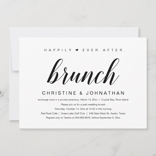 Invitación Boda Elopement, Feliz Nunca Después De Brunch (Anverso)