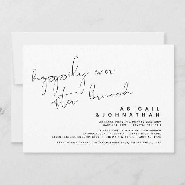 Invitación Boda Elopement, Feliz Nunca Después De Brunch (Anverso)