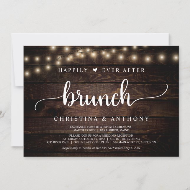 Invitación Boda Elopement, Feliz Nunca Después De Brunch (Anverso)