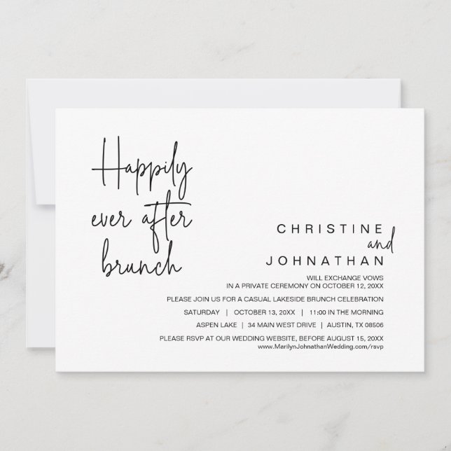 Invitación Boda Elopement, Feliz Nunca Después De Brunch (Anverso)