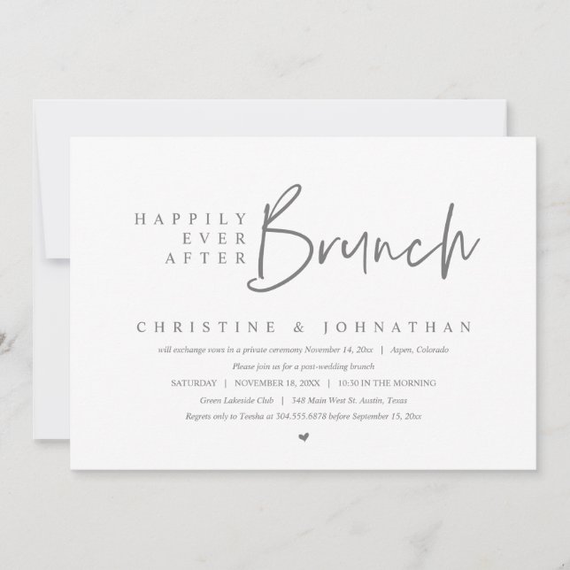 Invitación Boda Elopement, Feliz Nunca Después De Brunch (Anverso)