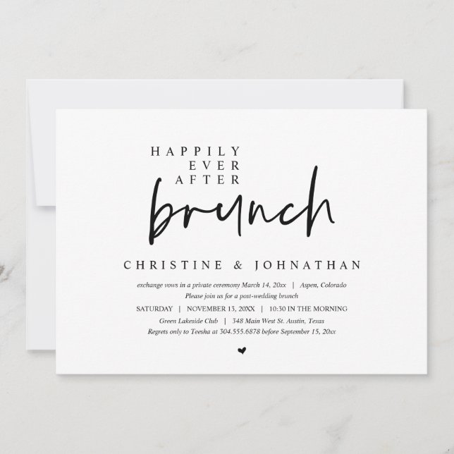 Invitación Boda Elopement, Feliz Nunca Después De Brunch (Anverso)