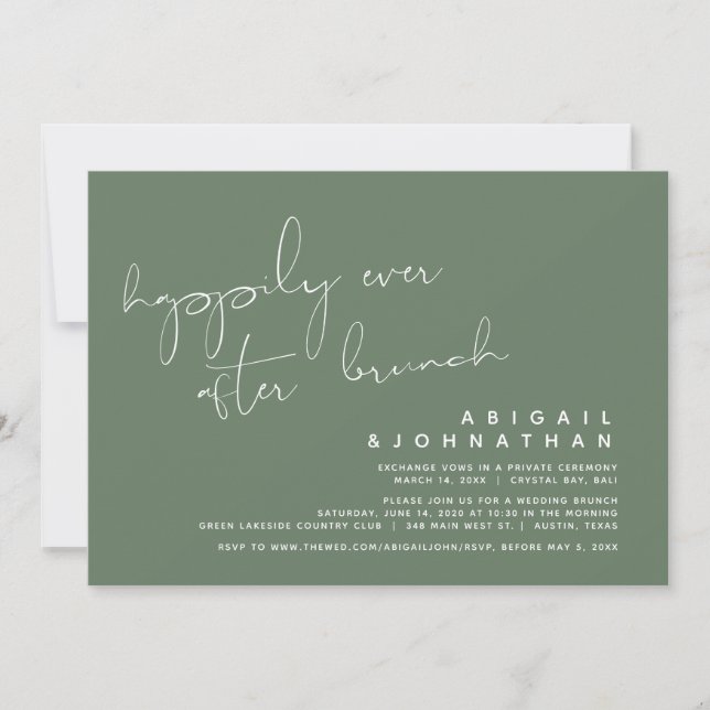 Invitación Boda Elopement, Feliz Nunca Después De Brunch (Anverso)