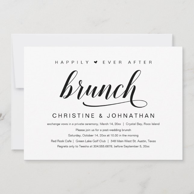 Invitación Boda Elopement, Feliz Nunca Después De Brunch (Anverso)