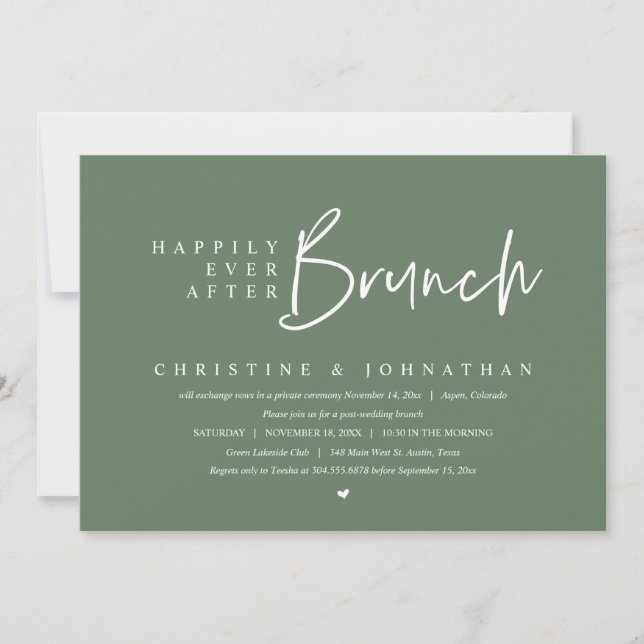 Invitación Boda Elopement, Feliz Nunca Después De Brunch (Anverso)