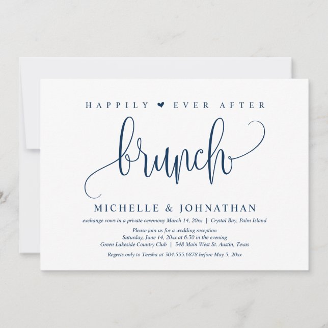 Invitación Boda Elopement, Feliz Nunca Después De La Invitaci (Anverso)