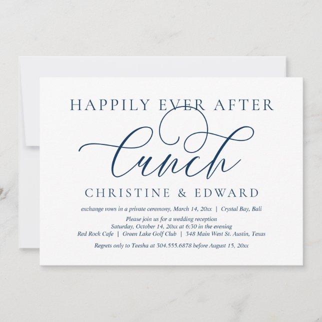 Invitación Boda Elopement, Feliz Nunca Después Del Almuerzo I (Anverso)