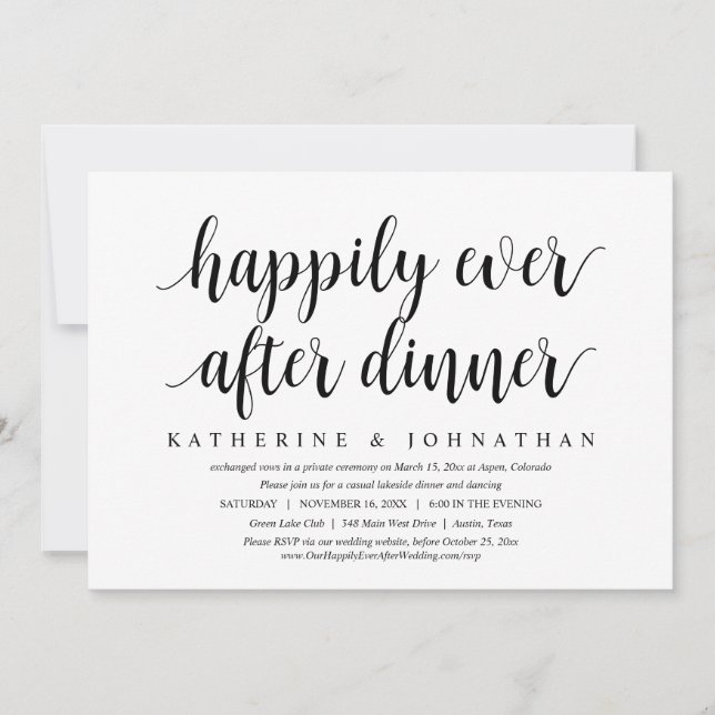 Invitación Boda Elopement, feliz por haber cenado (Anverso)